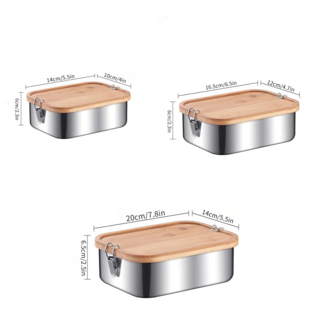 New 304 stainless steel bamboo lid lunch box, Japanese style lid preservation box, lunch box, lunch box, food storage box