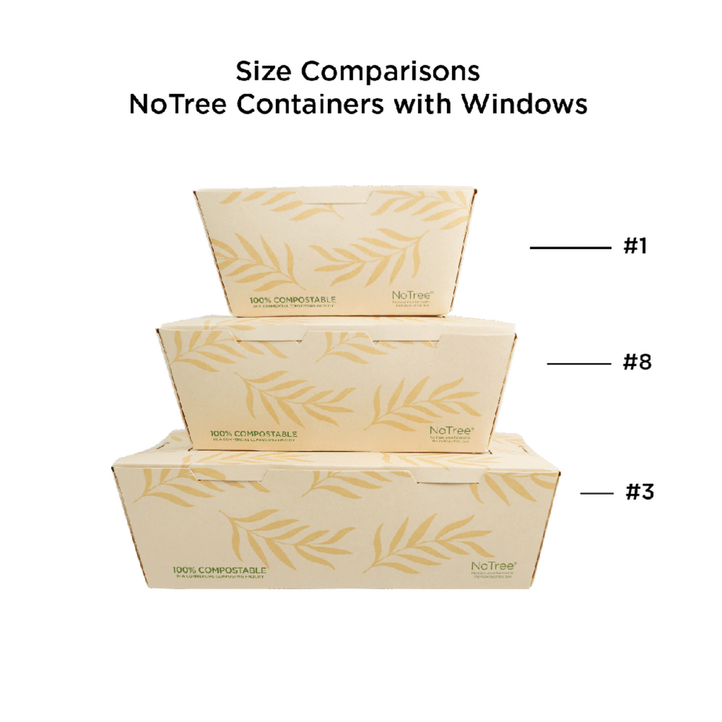World Centric NoTree 46 oz Take Out Container with PLA Window Compostable Paper Box #8 (QTY 200), SKU TO-NT-8W