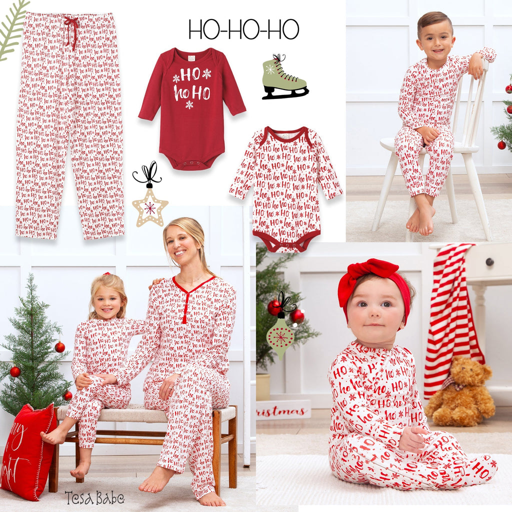 Christmas Ho-Ho-Ho Women's Bamboo Pajama Family Matching Set